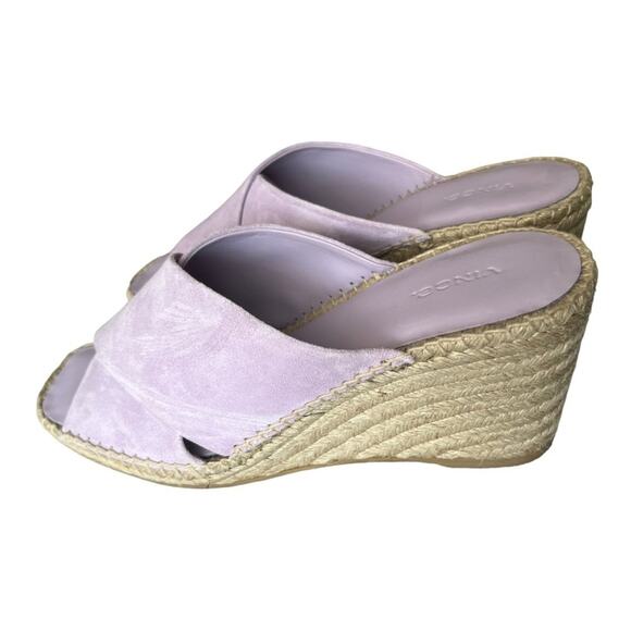 Vince Gaelan Suede Crisscross Wedge Espadrilles Sandals In Violetta size 9 - Picture 3 of 13
